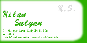 milan sulyan business card